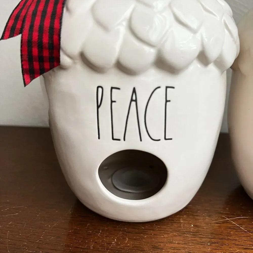 Rae Dunn Lot of 2 Nest Peace Acorn Birdhouses White Christmas Holiday